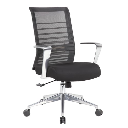 Boss Executive Mesh-Back Ergonomic Chair with Aluminum Arms and Base, Black